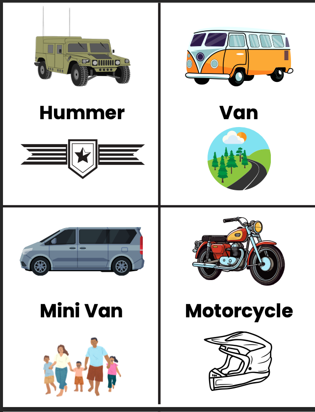 Transportation Flash Cards (Set of 28)